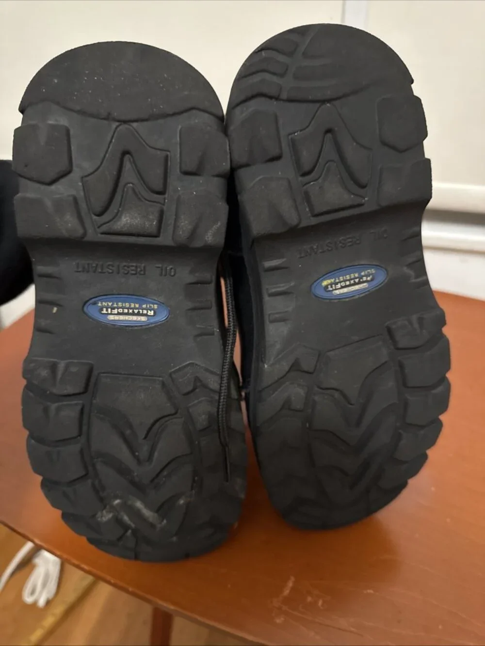 Women’ SKECHERS Relaxed Fit Steel Toe/Memory Foam Oil Resist Black Boots Sz 7.5